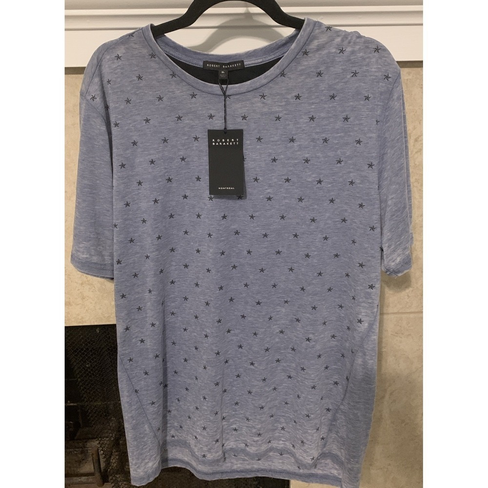 Robert Barakett Cartwright T-Shirt Sz XL Stretch, 5-Point Nautical Stars, Blue - Picture 1 of 5